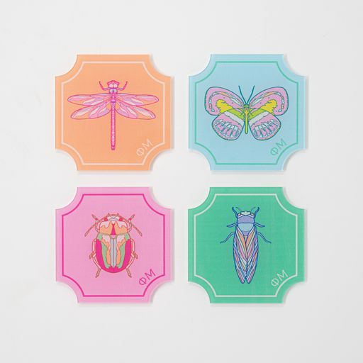 Phi Mu Flutter Acrylic Coasters