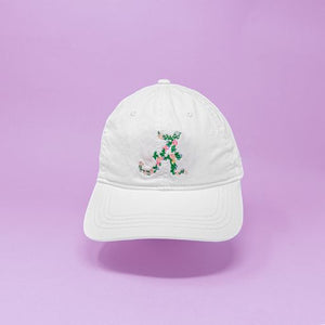 Script A Floral Embroidered Hat