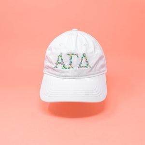Alpha Gam Floral Embroidered Hat