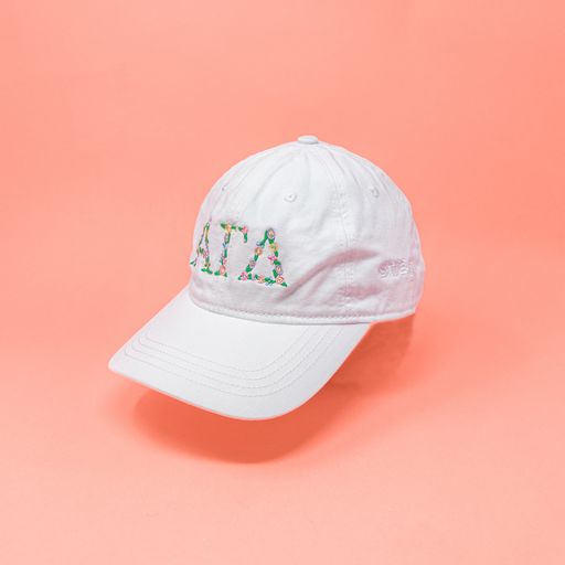 Alpha Gam Floral Embroidered Hat