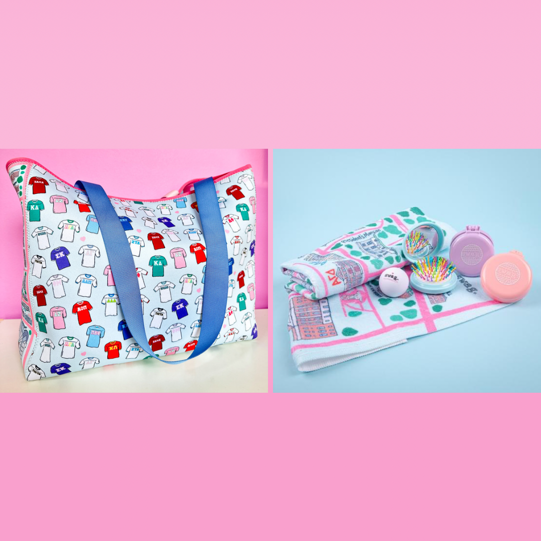 Rush Bag Package with towel, brush, bag and lip balm