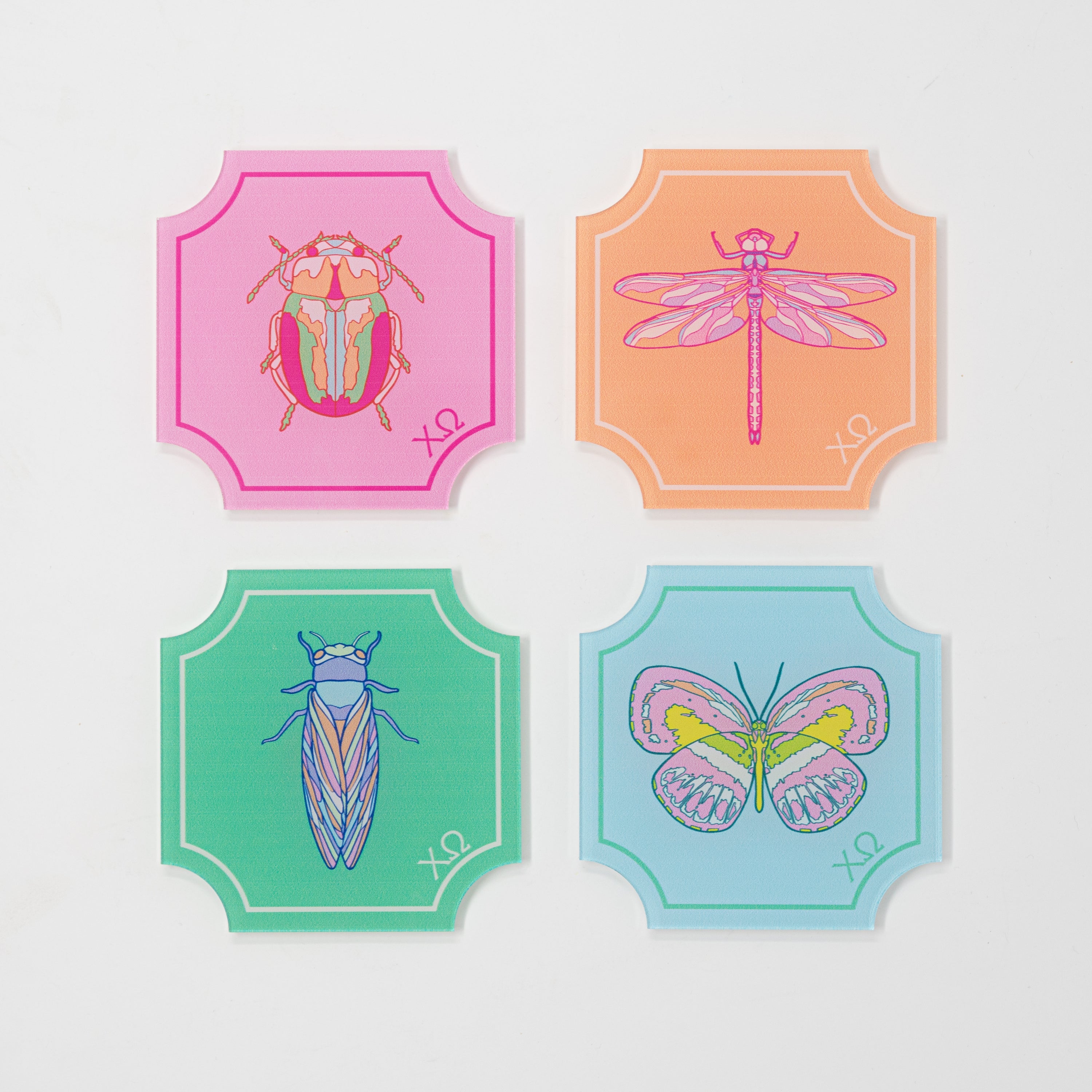 WS - Set of Flutter Greek Coasters (min qty of 3) $20 / $40