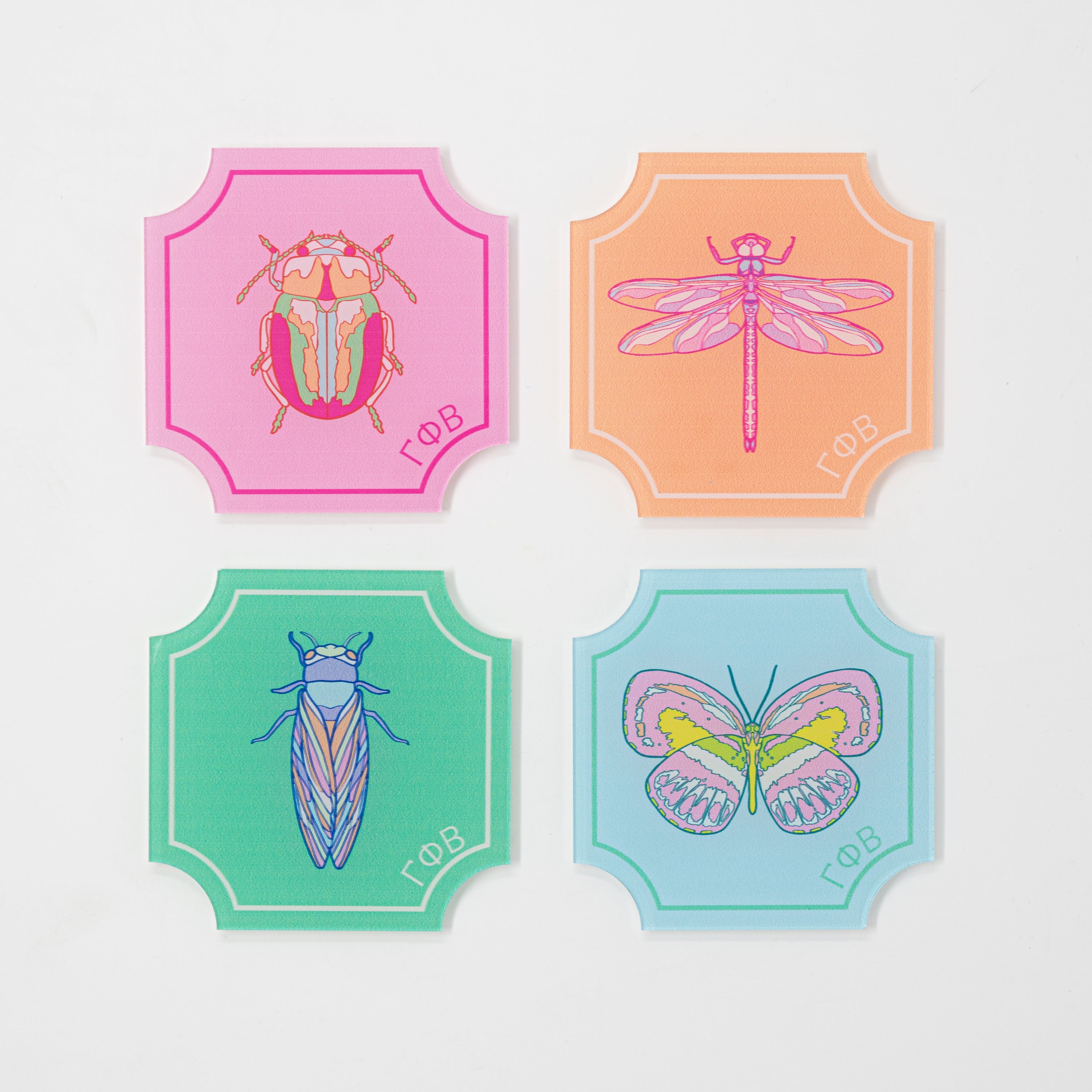 WS - Set of Flutter Greek Coasters (min qty of 3) $20 / $40