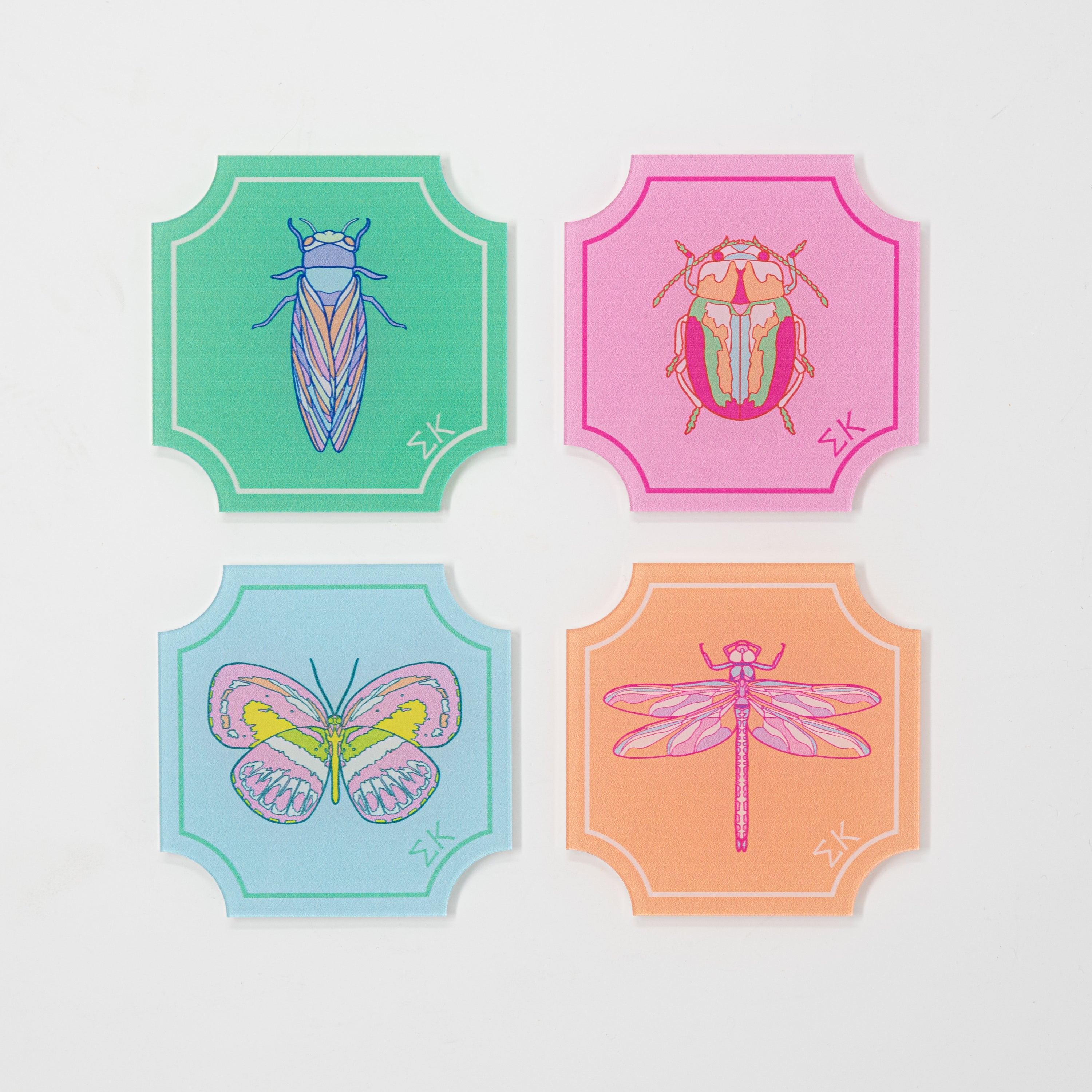 WS - Set of Flutter Greek Coasters (min qty of 3) $20 / $40