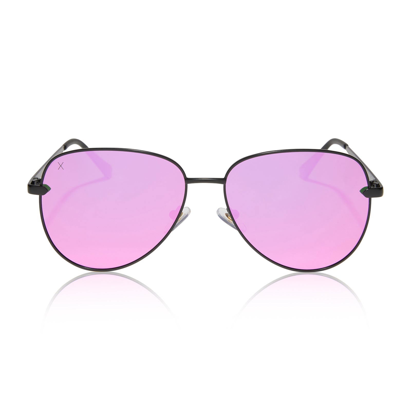 DIME Abbot Matte Black + Pink Mirror Polarized Sunglasses