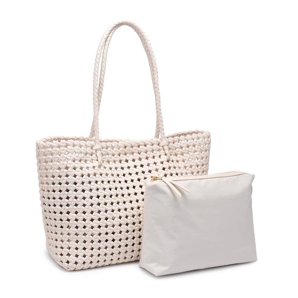 Reflection - Hand Woven Knot Tote: Ivory