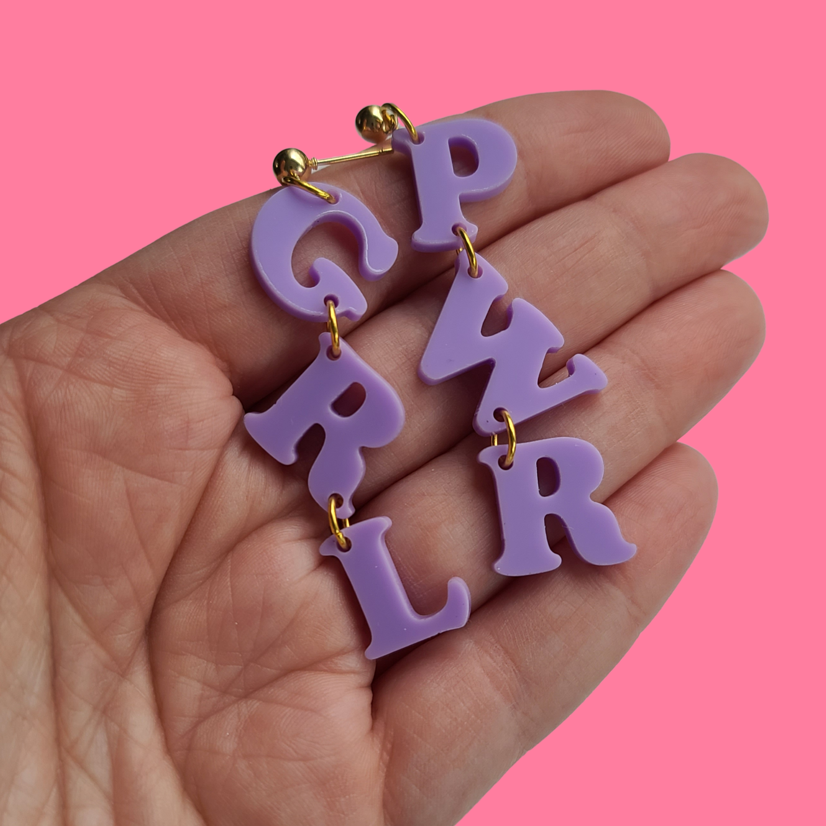 GRL PWR Lavender - Earrings - Laser Cut