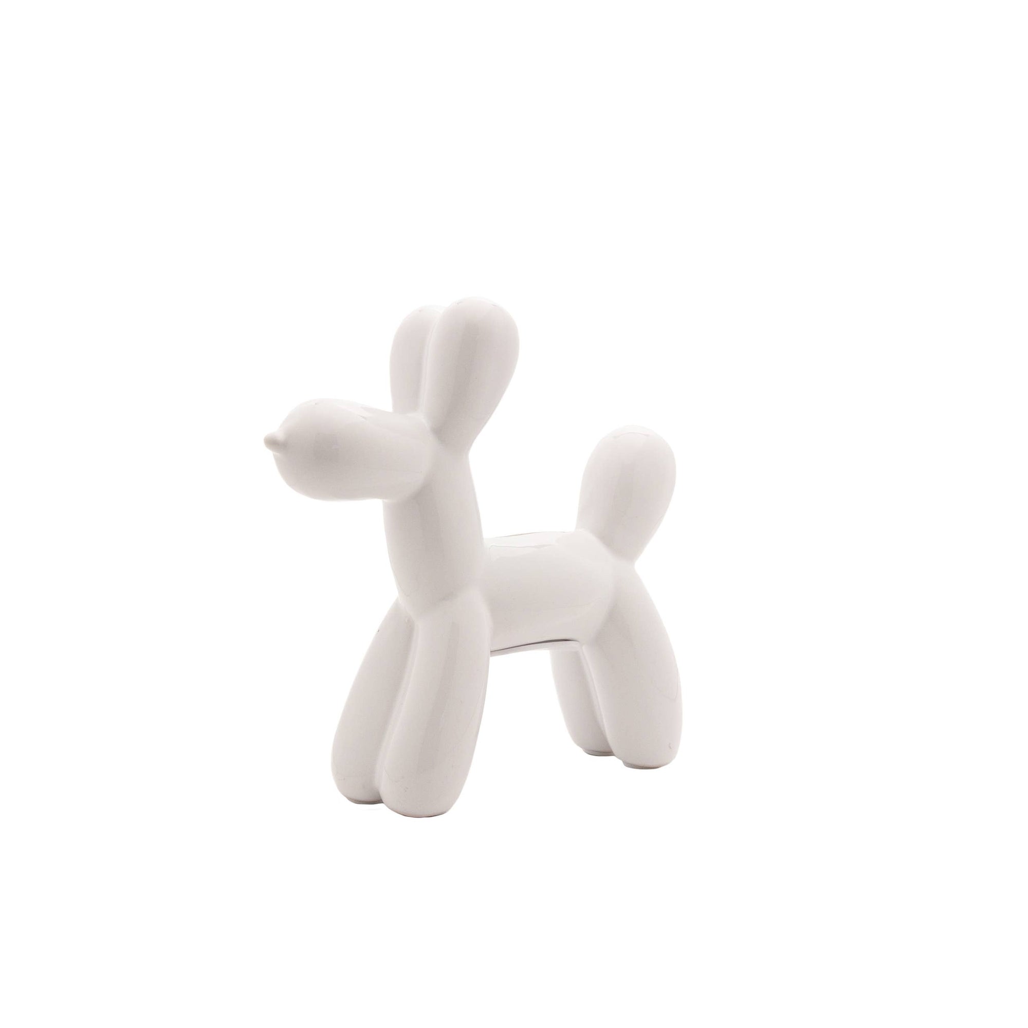 White Mini Balloon Dog Bank 7.5" tall