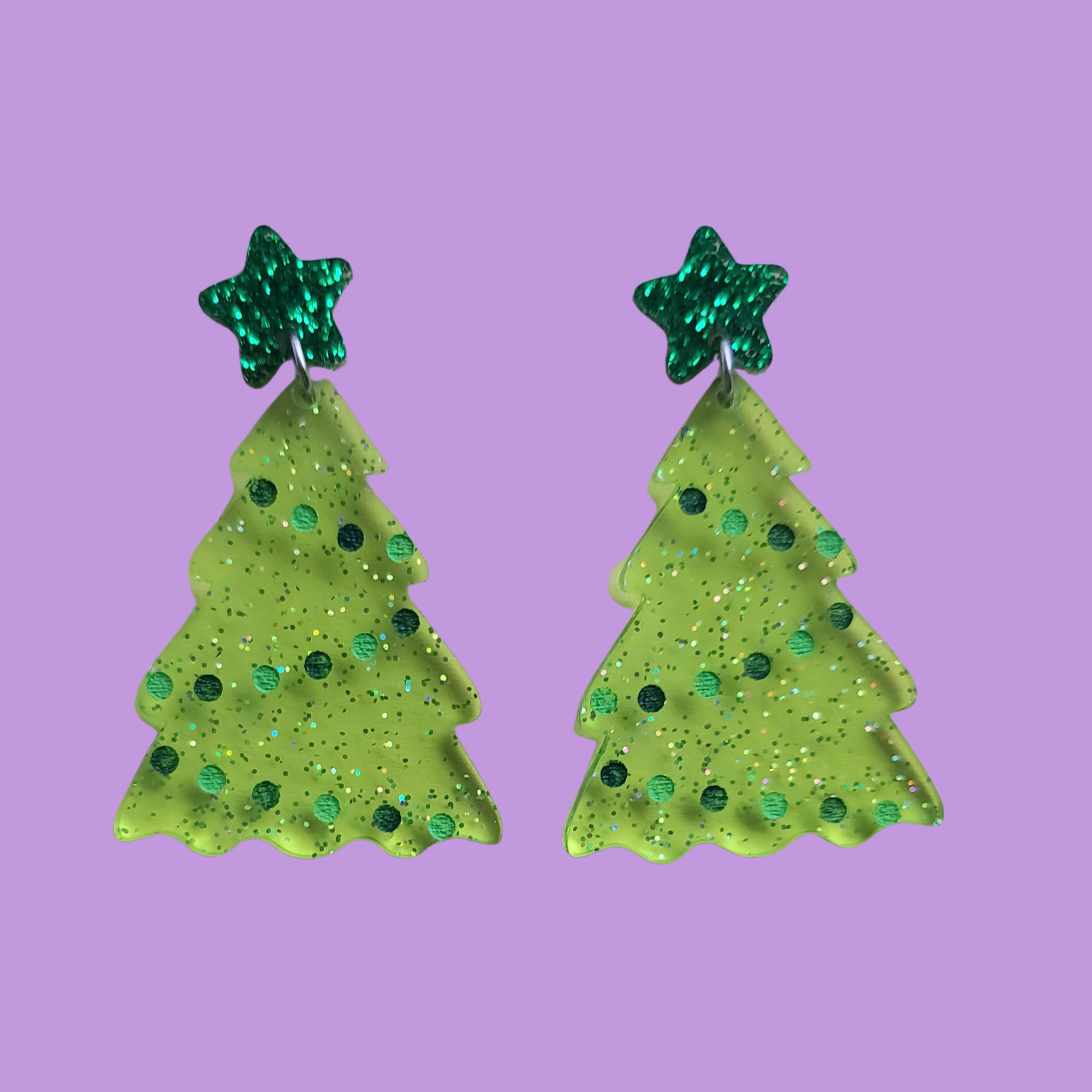 Green Jelly Trees with Glitter Studs - Christmas