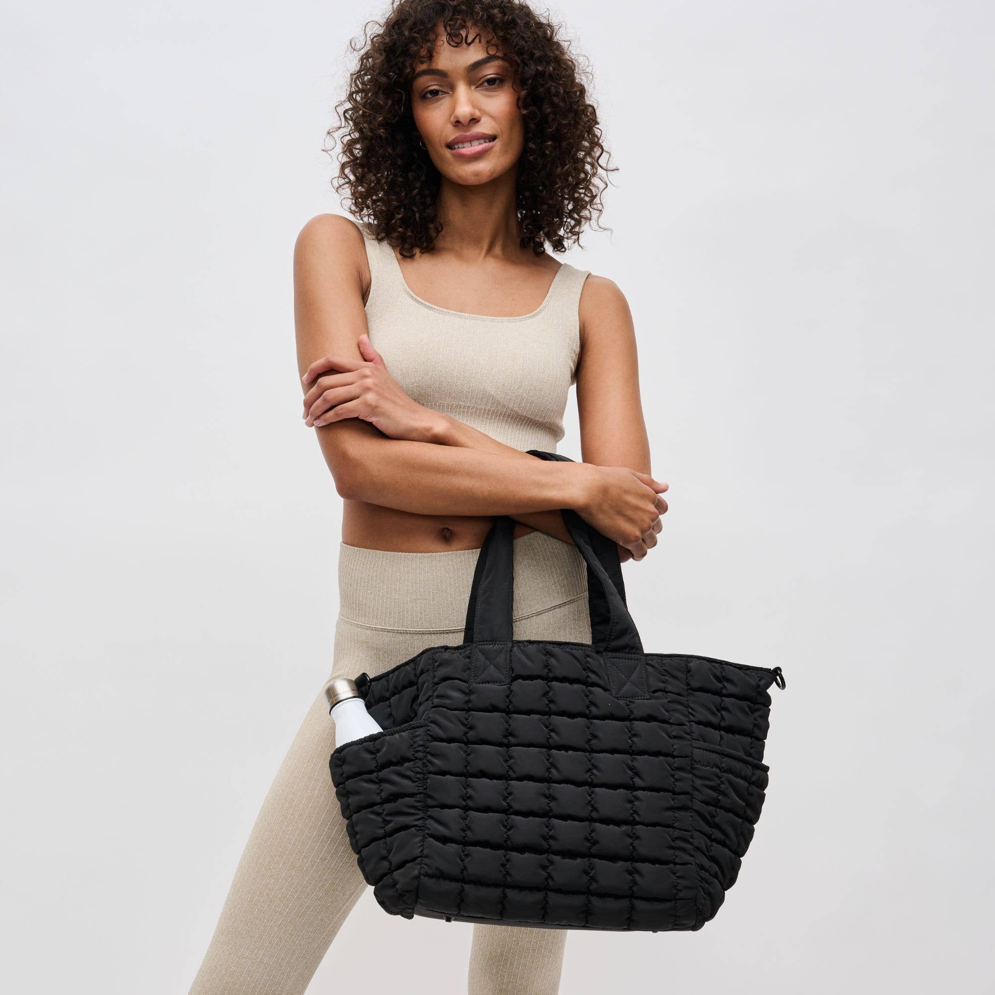 Dreamer - Quilted Nylon Tote: Black