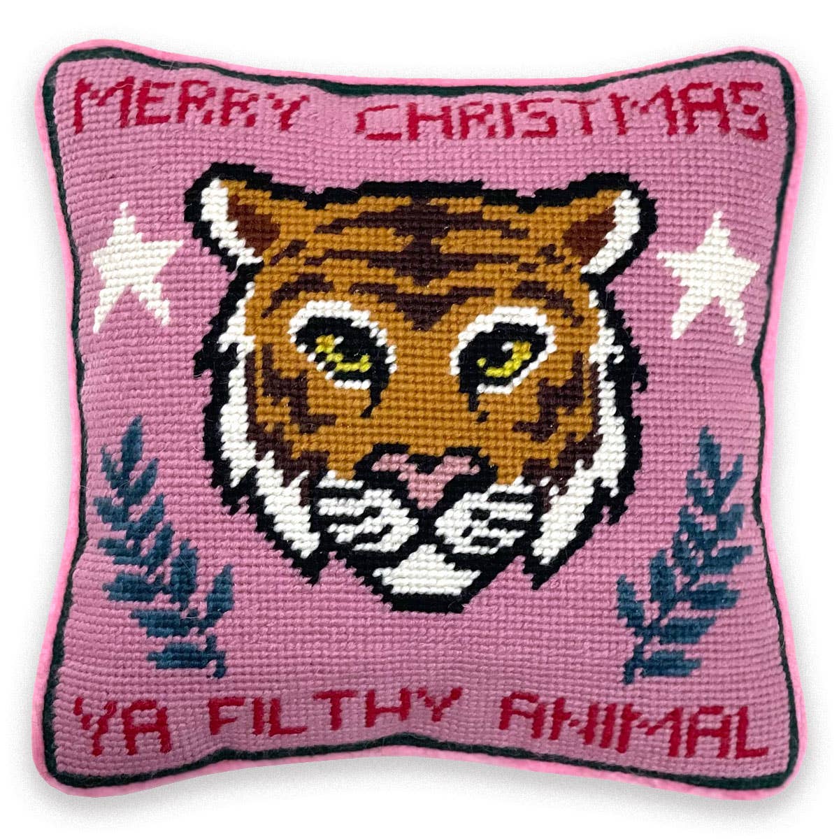 Merry Christmas Ya Filthy Animals Needlepoint Pillow