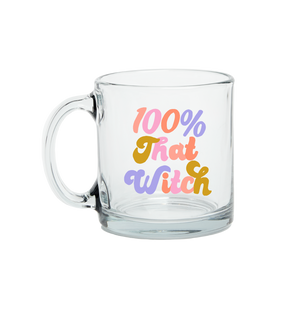 Halloween Glass Mug: 100% That Witch