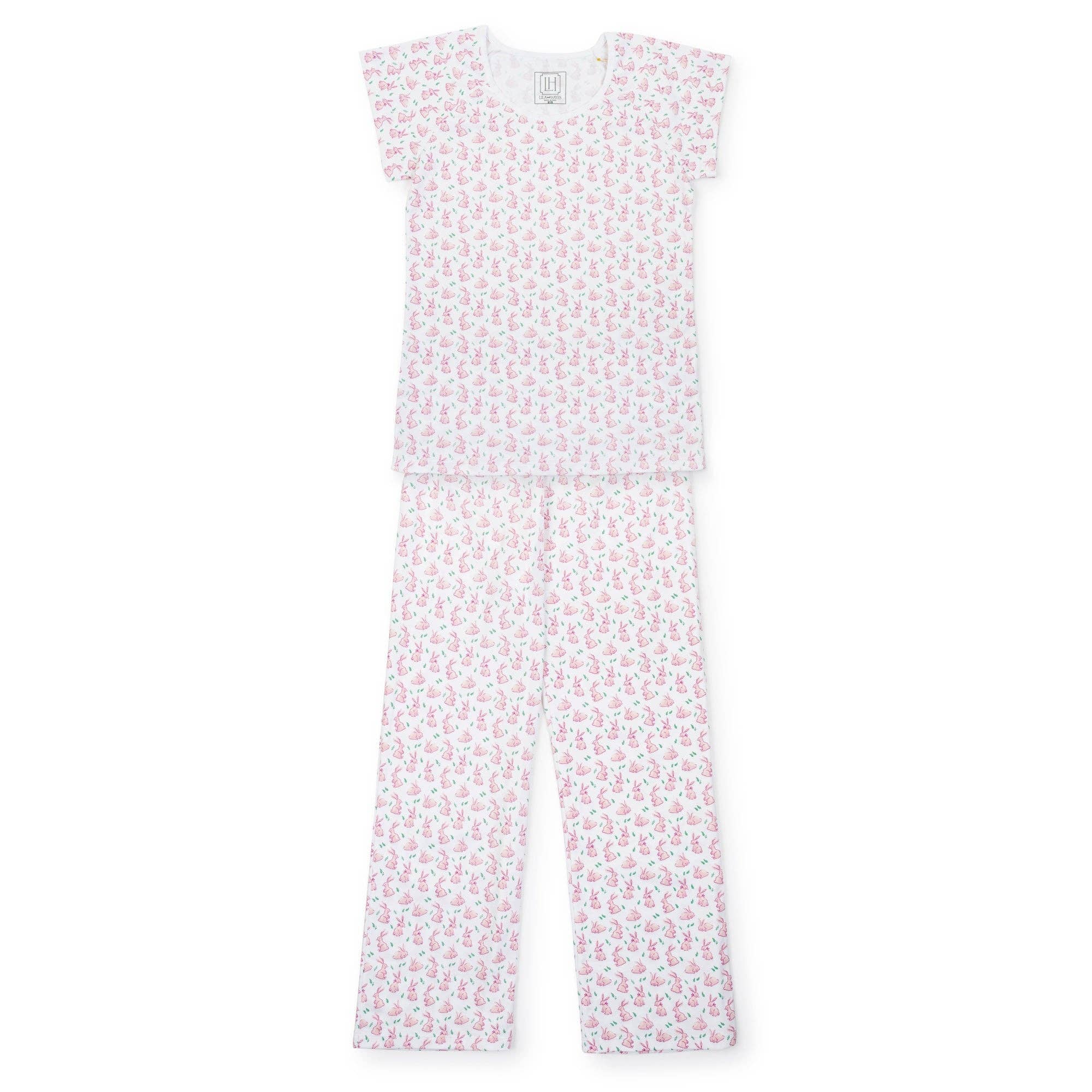 Mamie Women's Pima Cotton Pajama Pant Set - Bunny Hop Pink