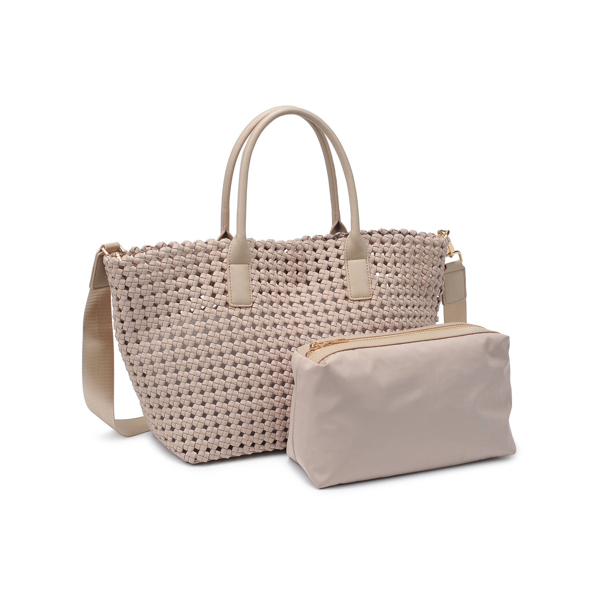 Solstice - Medium  Hand Woven Knot Tote: Nude