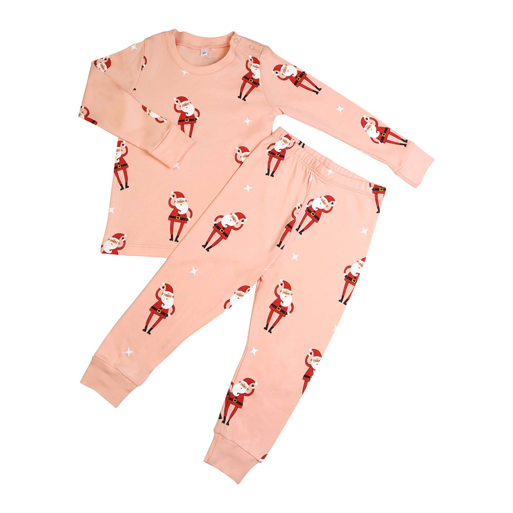 Youth Tinsel Santa Pajamas in Poppy Pink