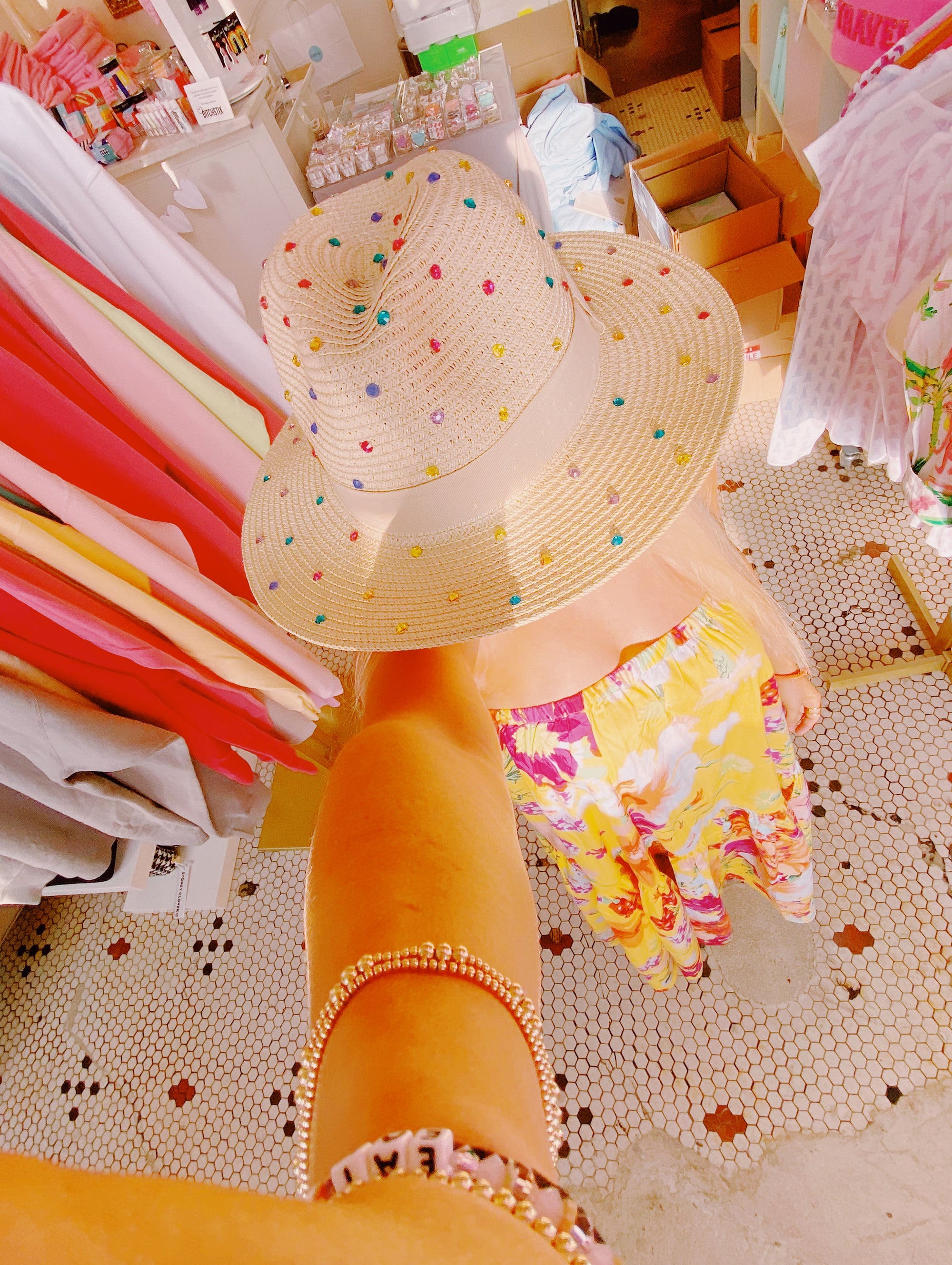 Rhinestoned Beach Hat