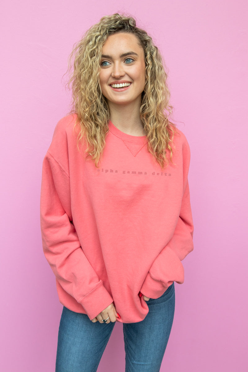 Sorority Tonal Embroidered Coral Sweatshirt