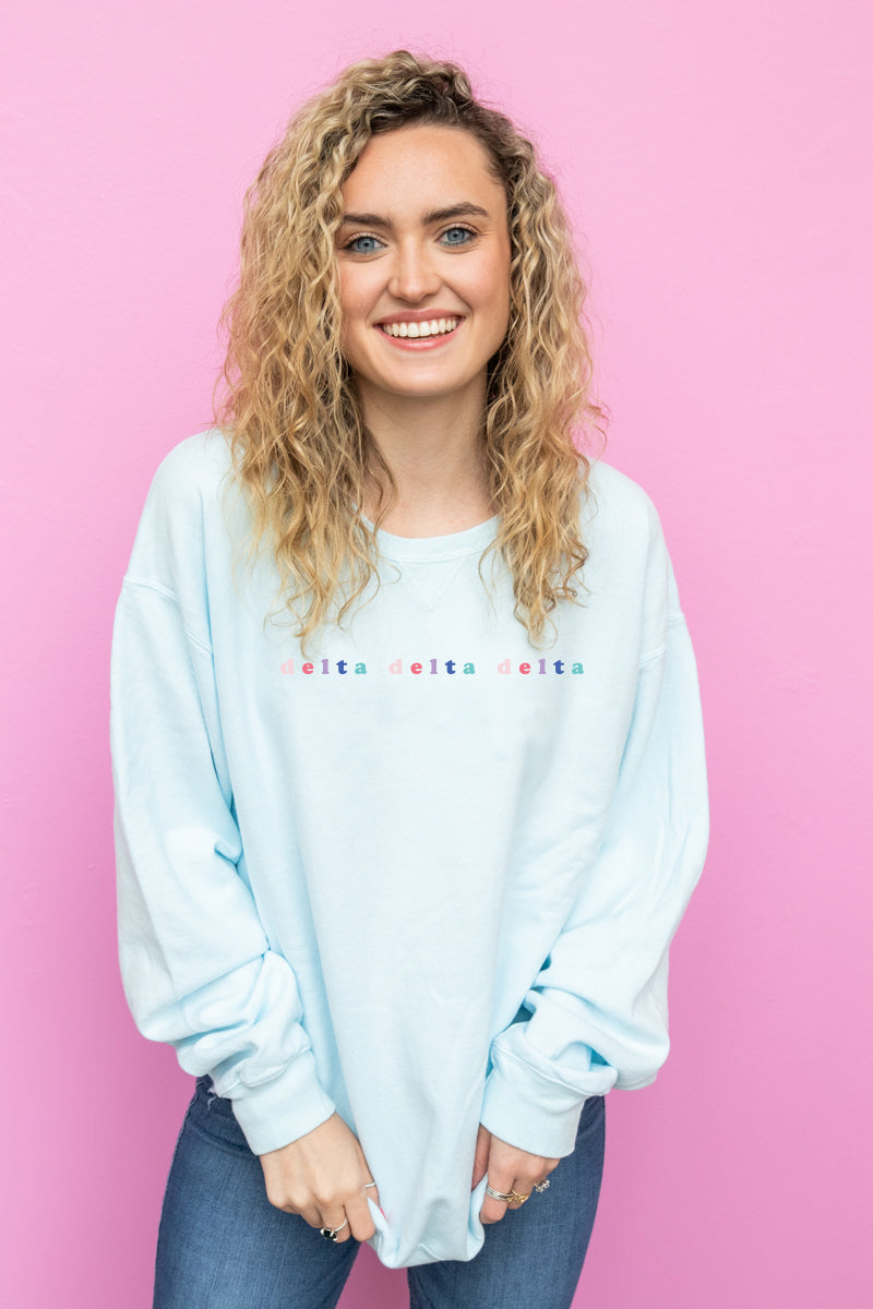 Sorority Multicolor Embroidered Soothing Blue Sweatshirt