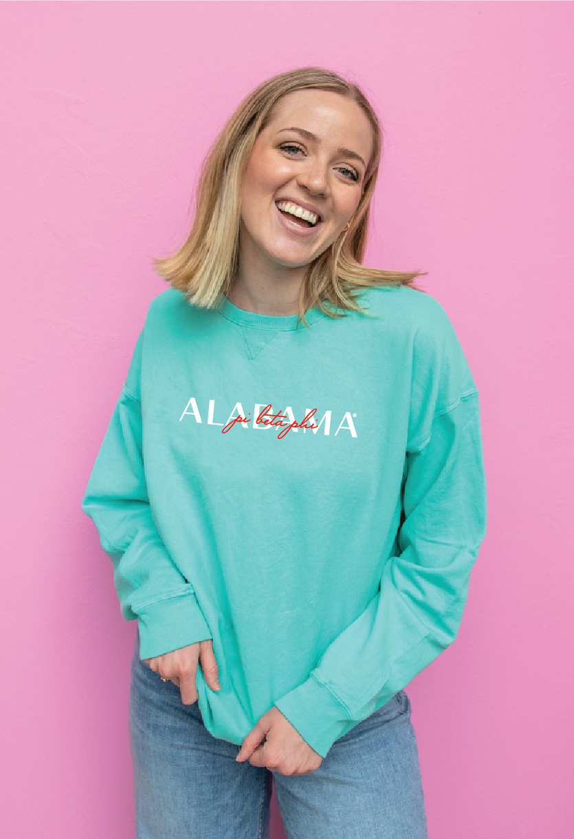 Pre Order: Alabama Greek Double Embroidery-  Mint