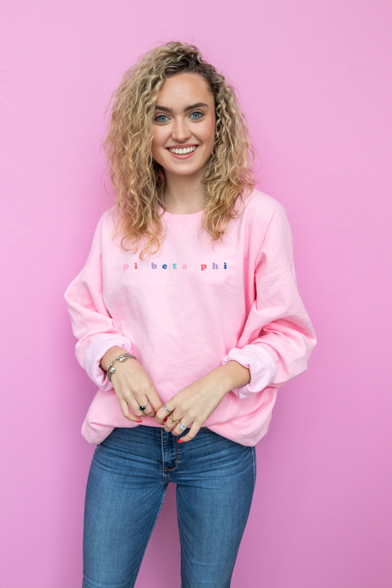 Sorority Multicolor Embroidered Bubblegum Sweatshirt