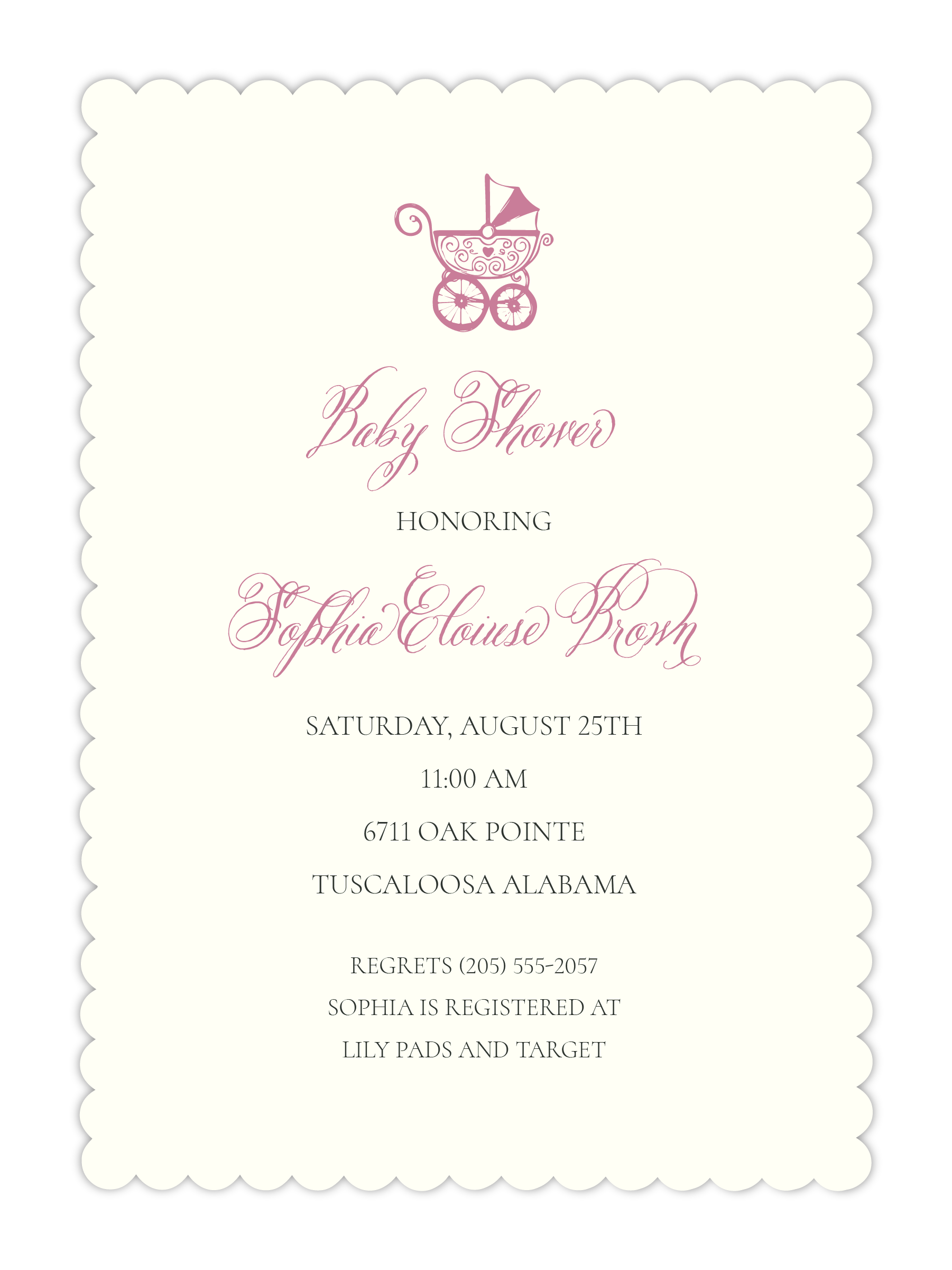 Scalloped Baby Shower Invitation