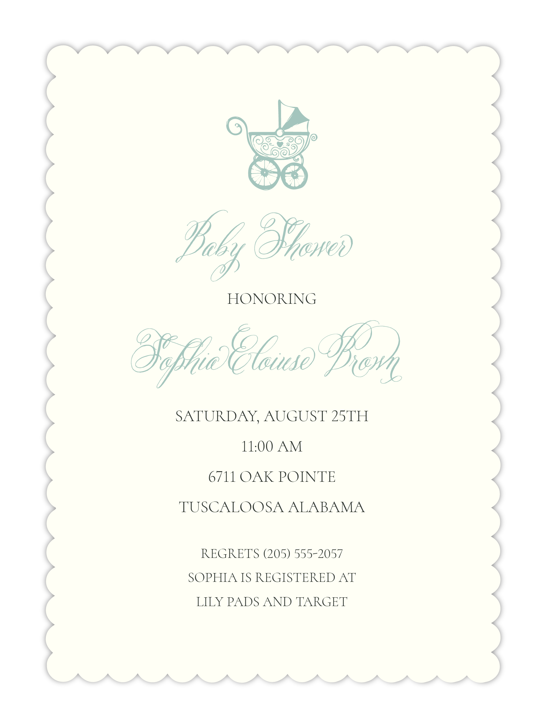 Scalloped Baby Shower Invitation