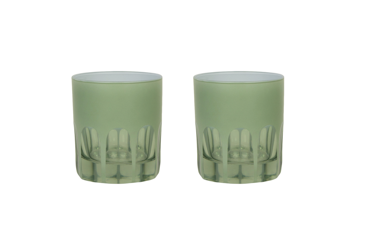 RIALTO GLASS OLD FASHION SET/2, PALE SAGE