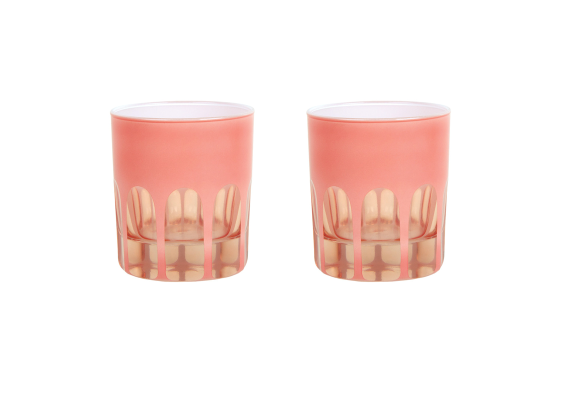 RIALTO GLASS OLD FASHION SET/2, SALMON