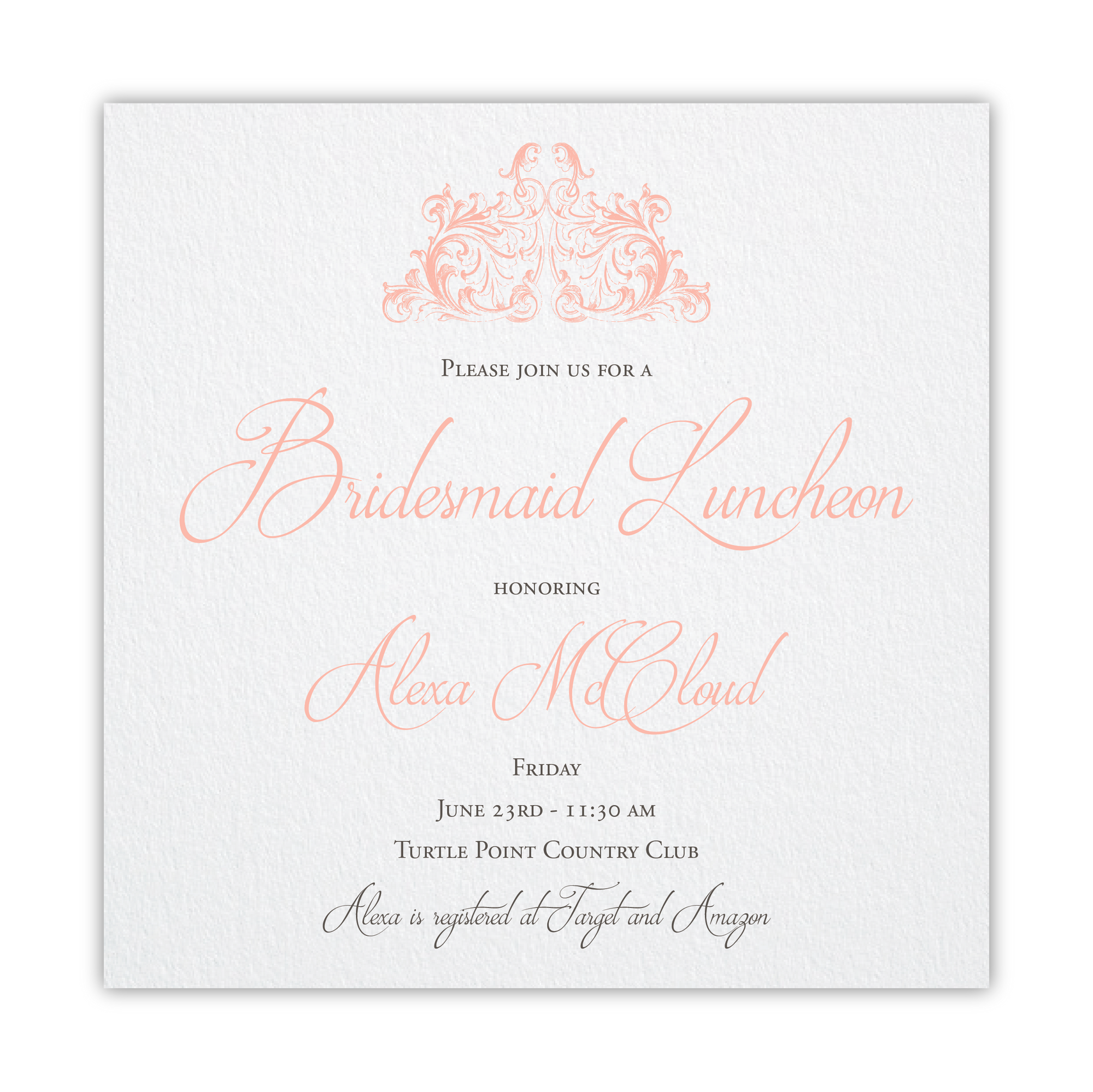 Square Bridesmaids Luncheon Invitation