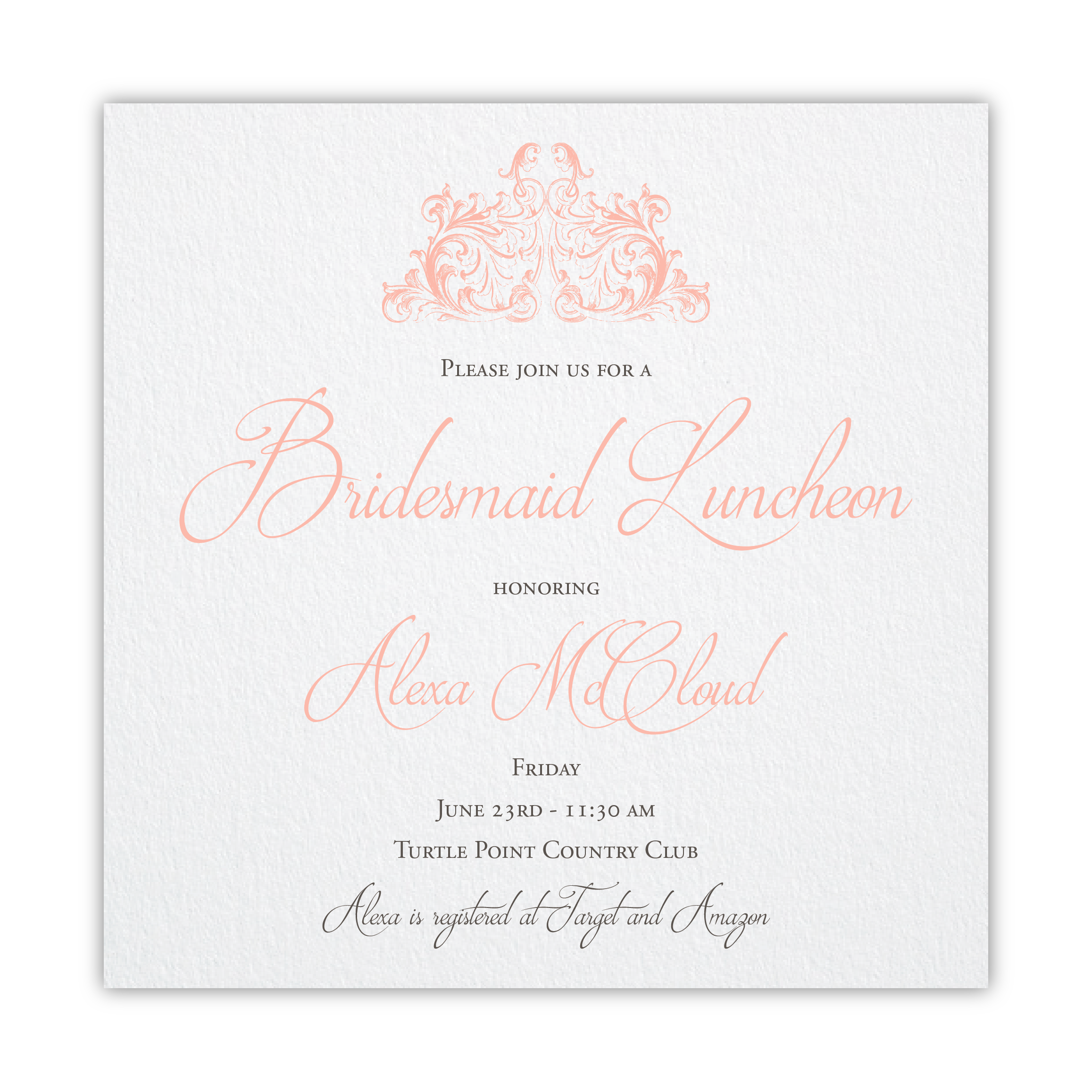 Square Bridesmaids Luncheon Invitation