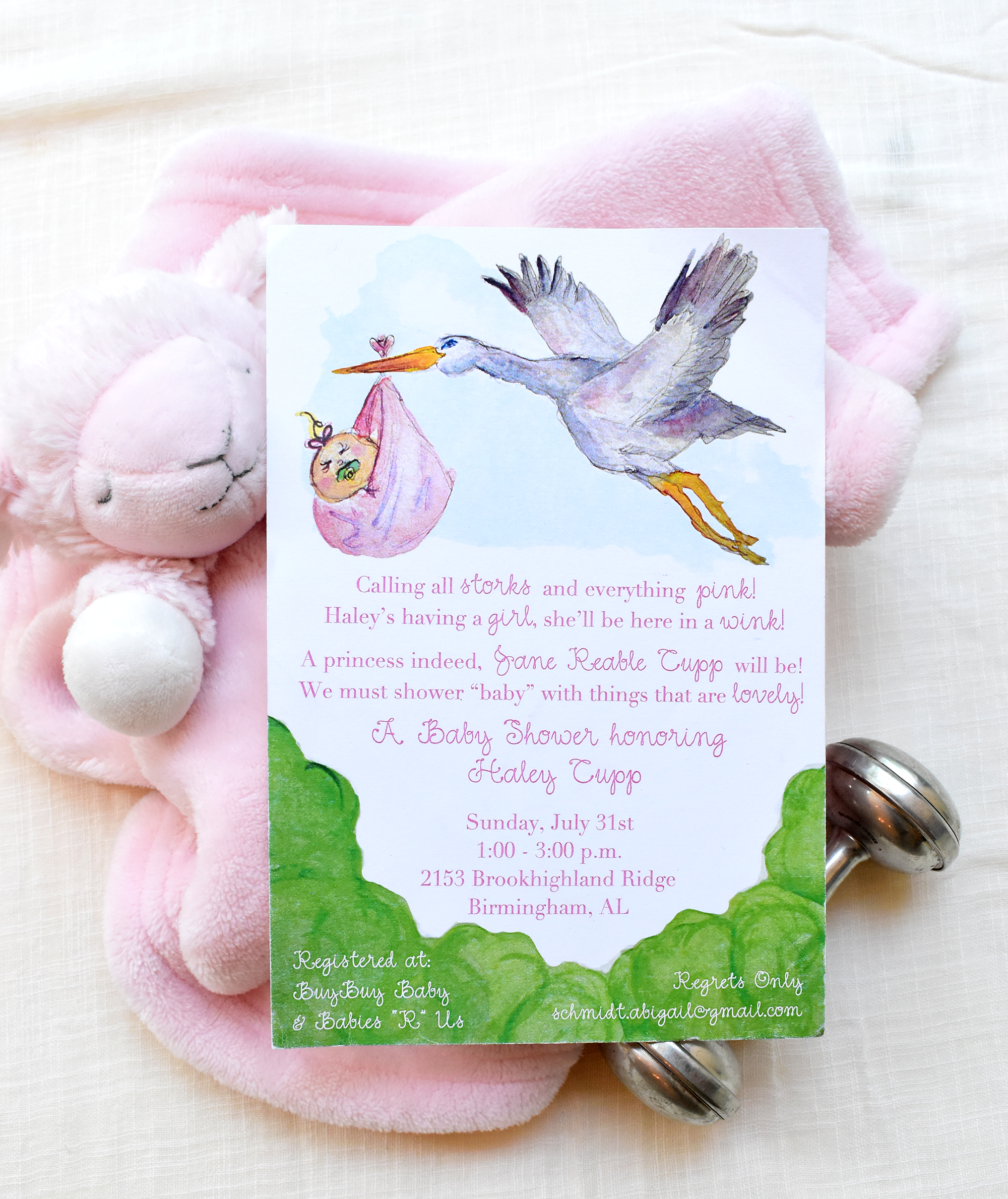 stork baby shower invitation