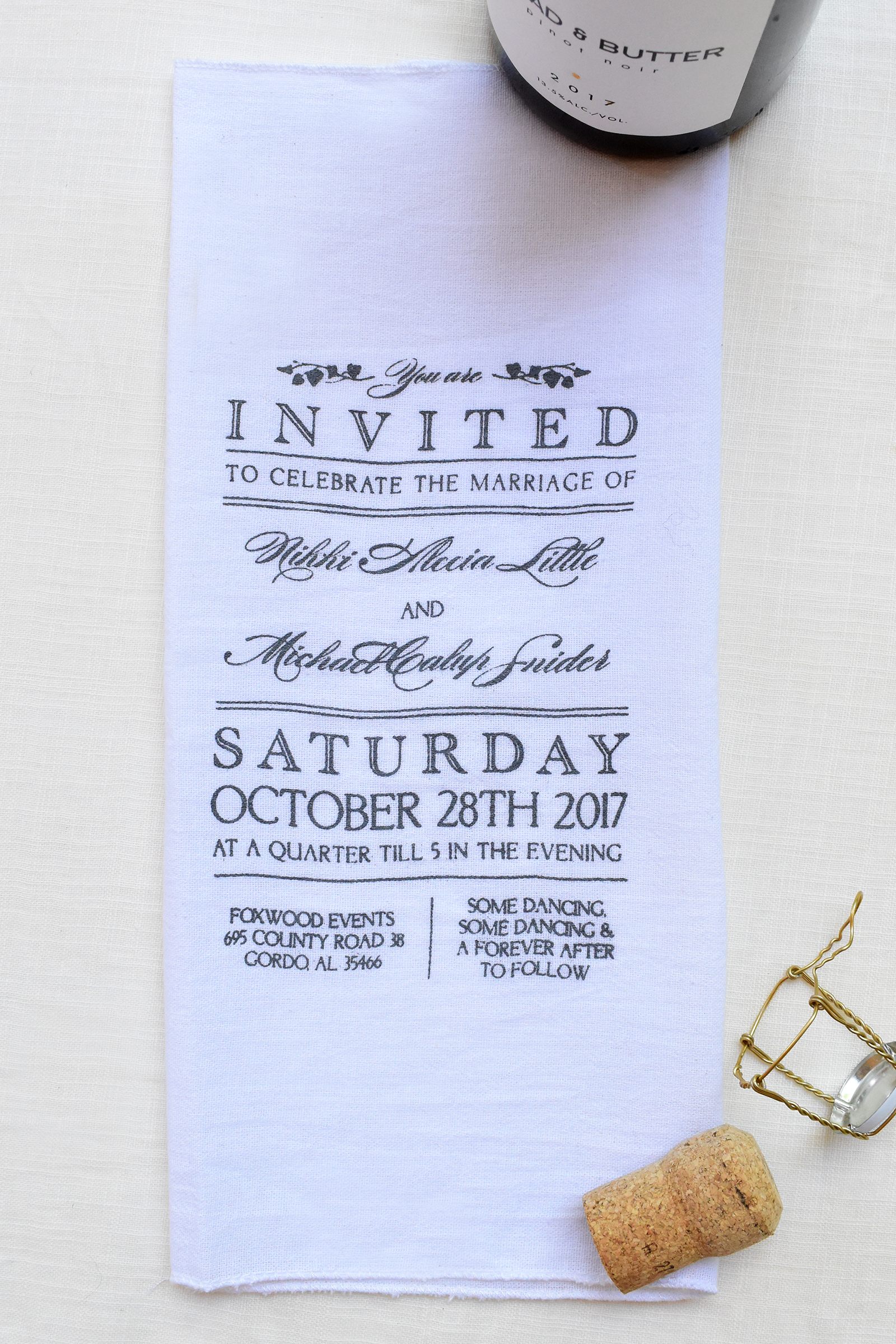 Tea Towel Wedding Invitation