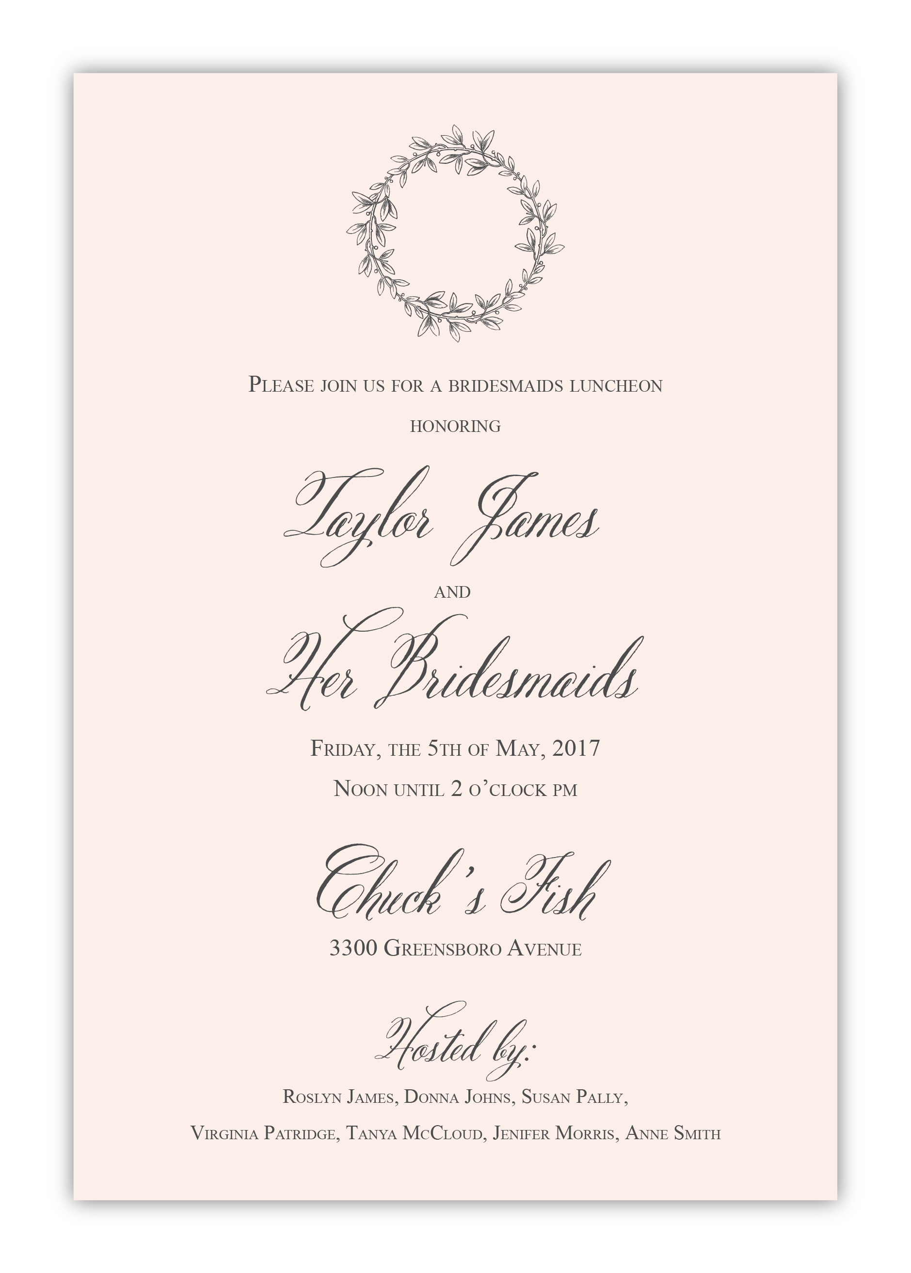 Wreath Bridesmaid Invitation