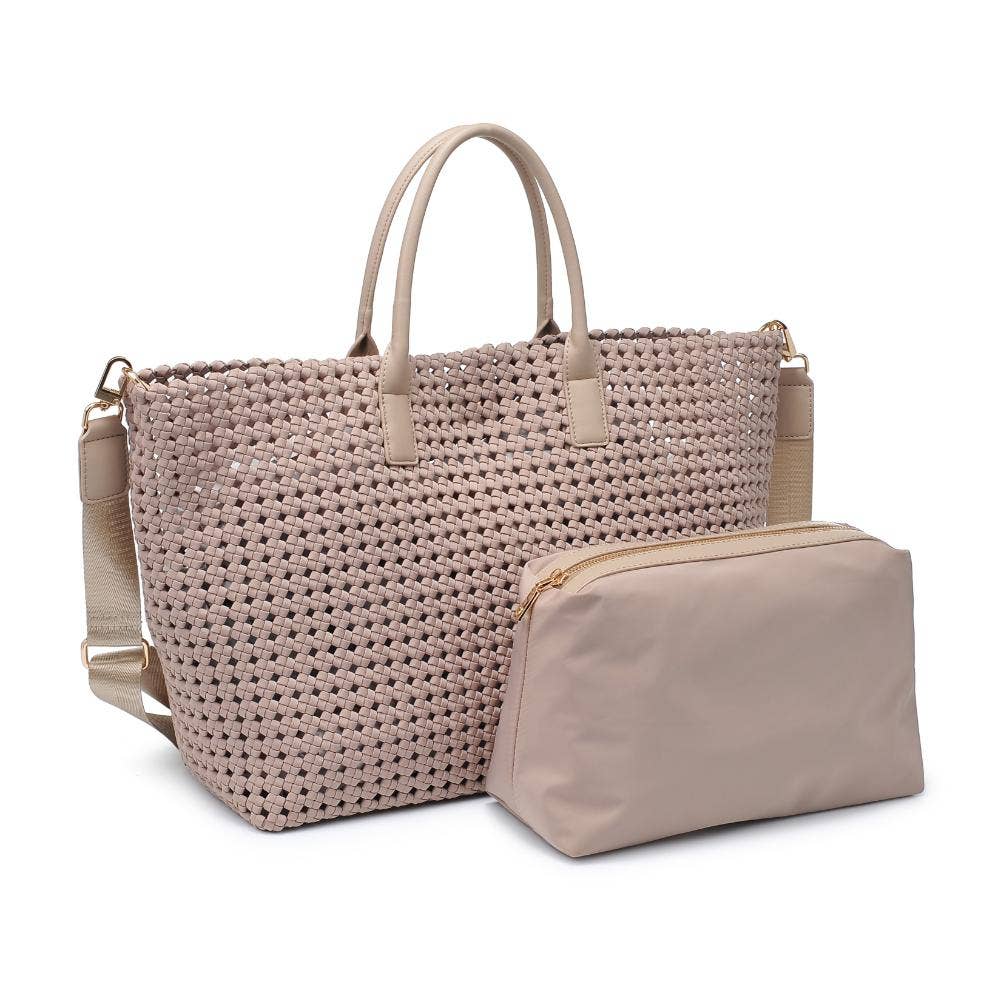 Solstice - Large Hand Woven Knot Tote: Nude