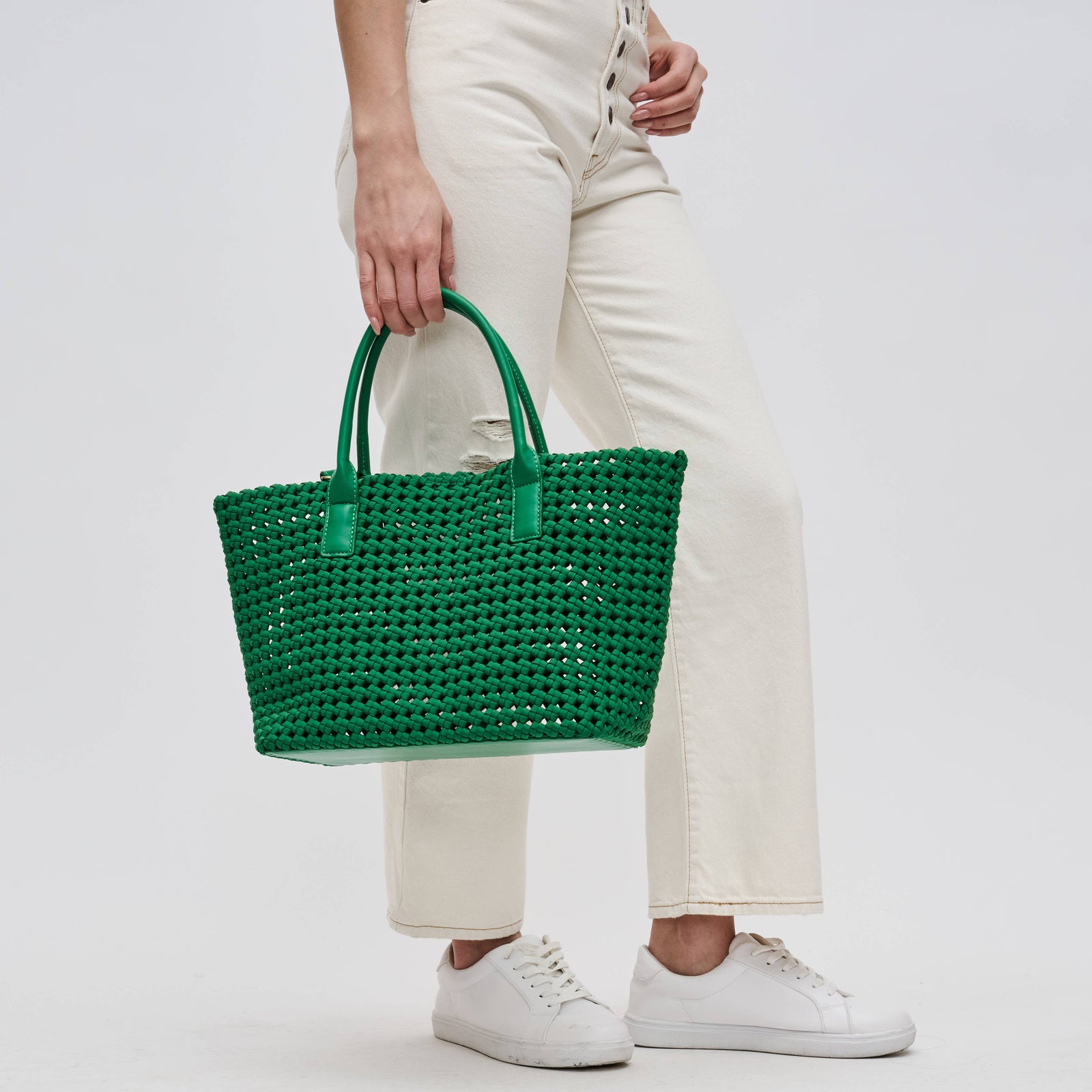 Solstice - Medium  Hand Woven Knot Tote: Kelly Green