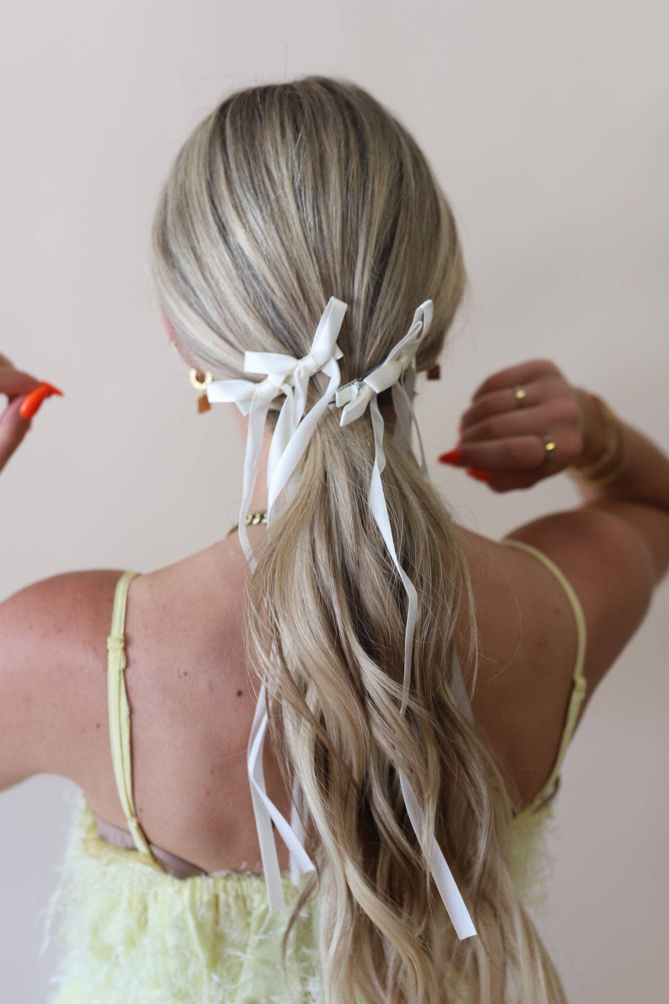RIBBON BOW CLIP INS ( 3 COLORS ): PINK