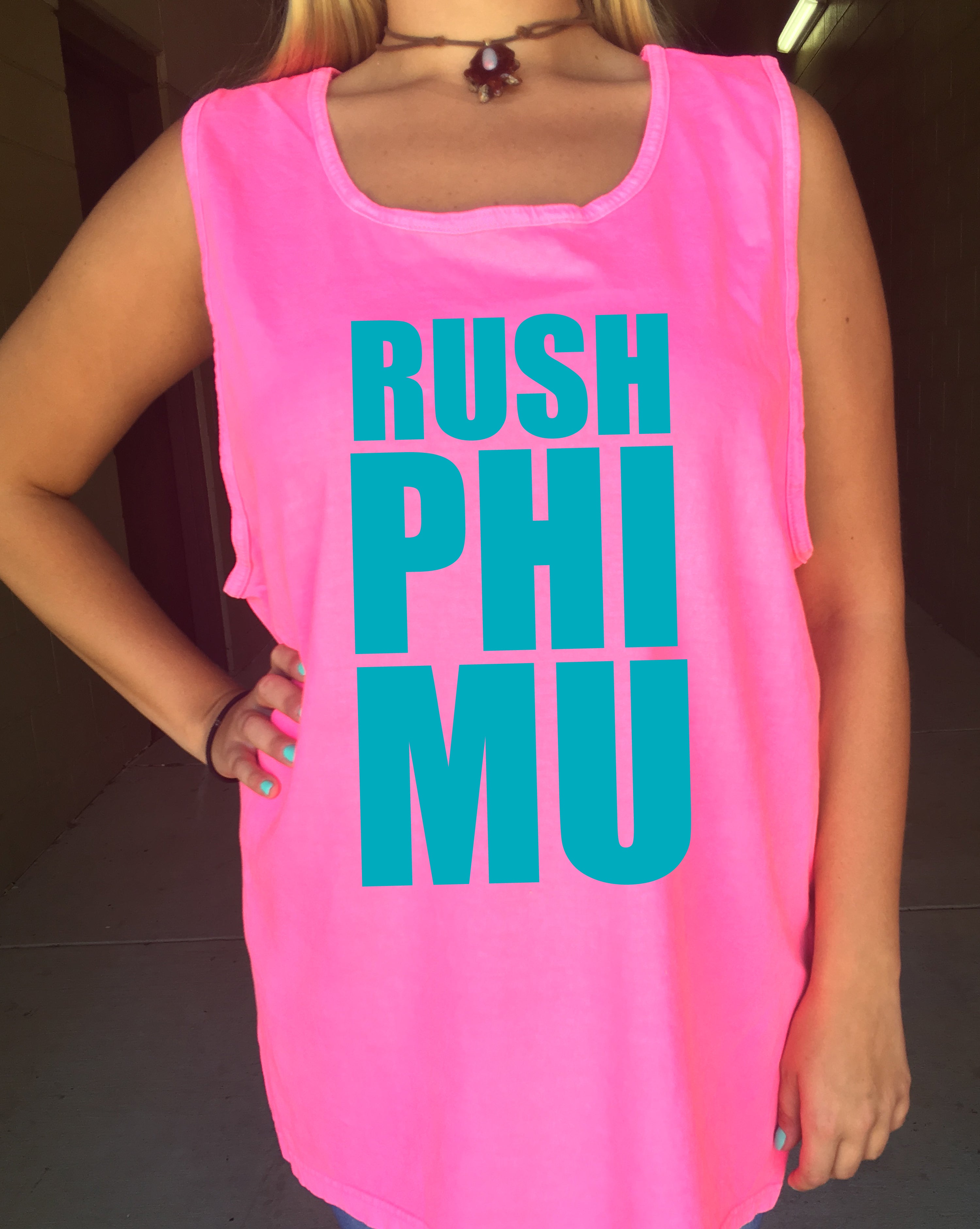 Phi Mu Tank + Hat Neon Bundle