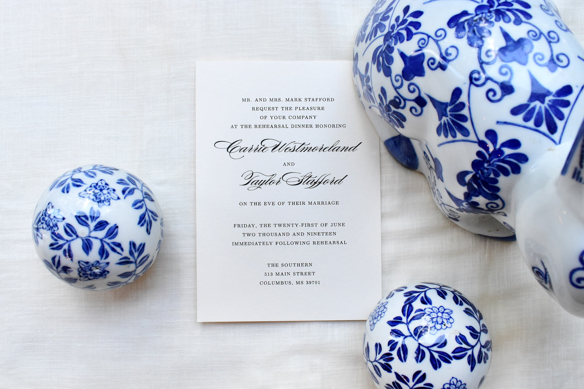 traditional elegance rehearsal dinner invitation